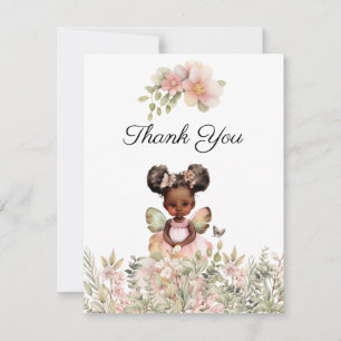African American Fairy Child Thank You Card