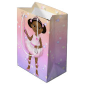 African American Fairy Princess Ballerina Medium Gift Bag (Back Angled)