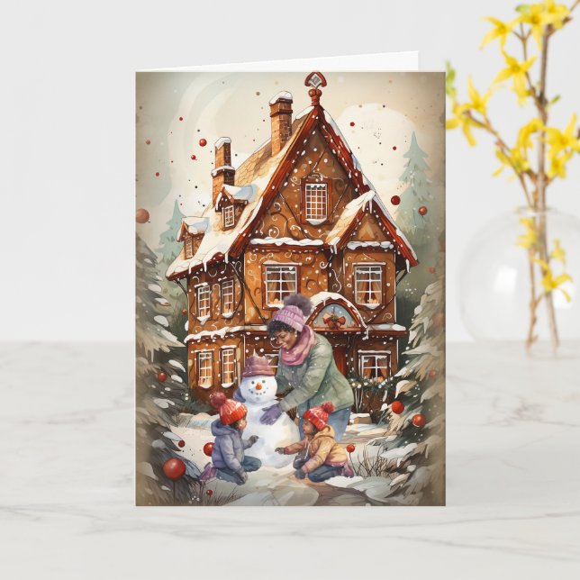 African American Family Christmas Card (Yellow Flower)