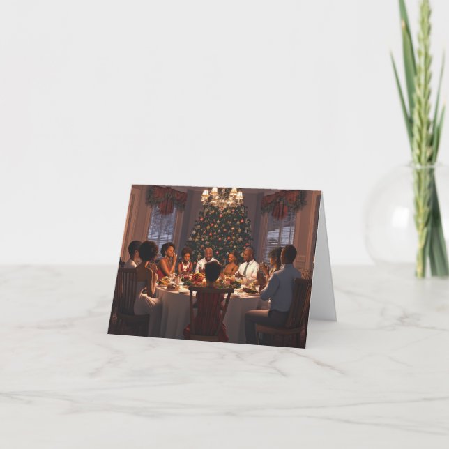 African American Family Gathering Christmas  Card (Front)