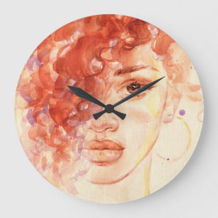 African American fashion, watercolor illustration. Large Clock