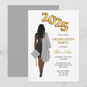 African American Female 2025Graduation Party Invitation