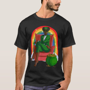 African American Female Leprechaun Black St. Patri T-Shirt