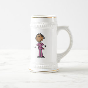 African American Female Stick Figure Nurse Beer Stein