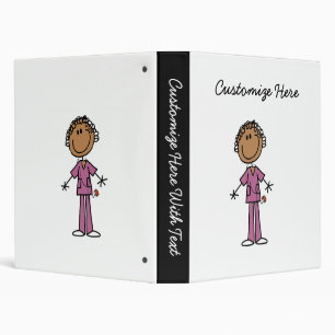 African American Female Stick Figure Nurse Binder