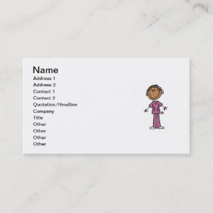 African American Female Stick Figure Nurse Business Card