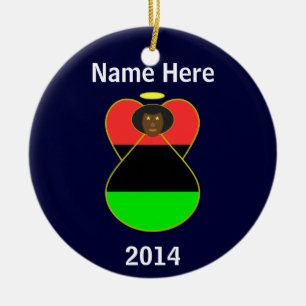African American Flag Angel Ceramic Ornament