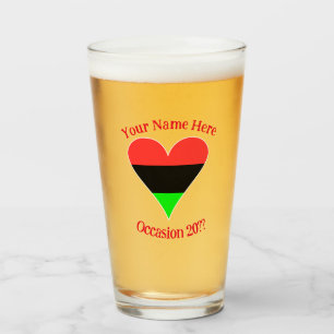 African American Flag Heart Funky Personalized  Glass