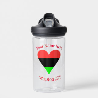 African American Flag Heart Funky Personalized Water Bottle