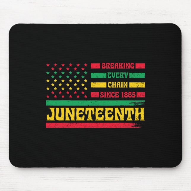 African American Flag Juneteenth Breaking Every Ch Mouse Pad (Front)