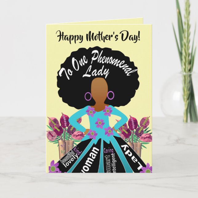 African American Floral Phenomenal Mother's Card (Front)