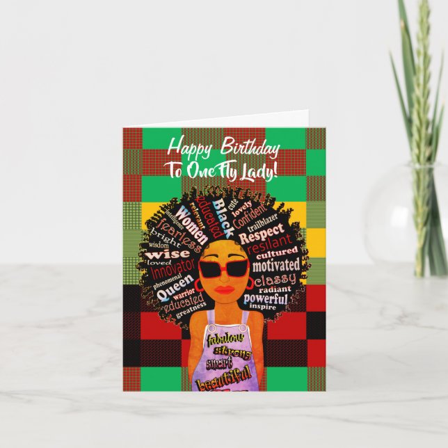 African American Fly Lady Birthday Card (Front)