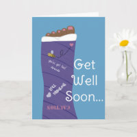 African American Foot Leg Cast Encourage Greeting