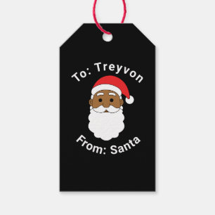 African American From Santa Custom Name Black Xmas Gift Tags
