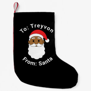 African American From Santa Custom Name Black Xmas Small Christmas Stocking
