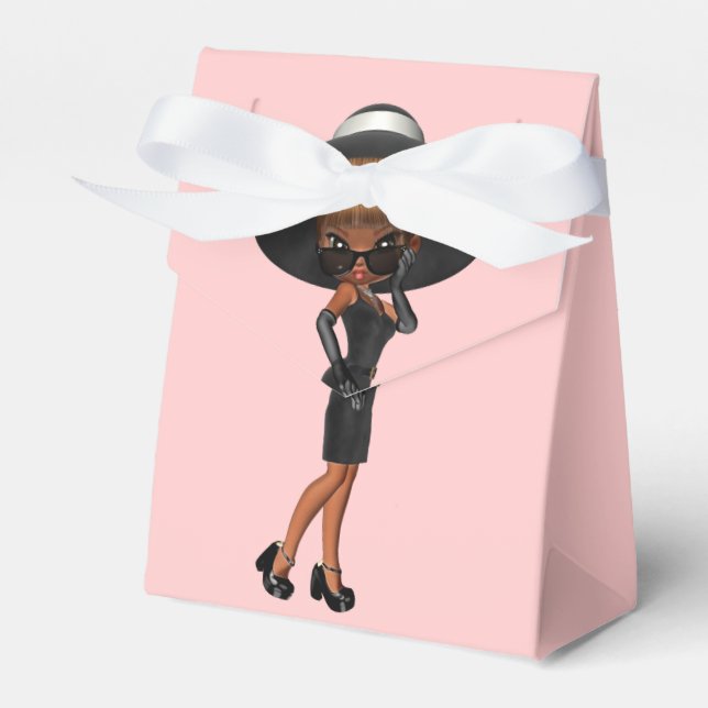 African American Fun Favourite Diva Birthday Party Favor Box (Front Side)