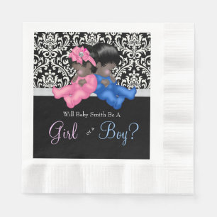 African American Gender Reveal Baby Shower Napkin