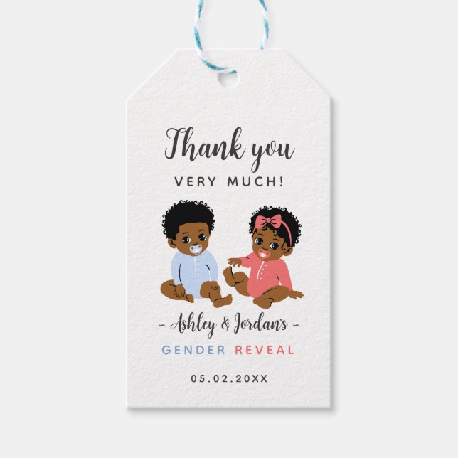 African American Gender Reveal Party Gift Tag (Front)