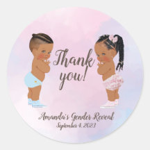 African American Gender Reveal Thank you Sticker