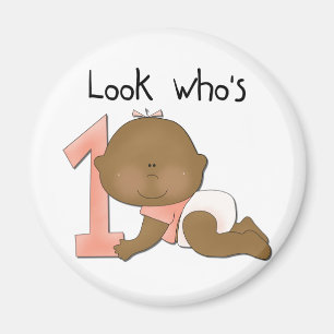 African American Girl 1st Birthday Tshirts Magnet