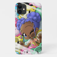 African American Girl and Cats