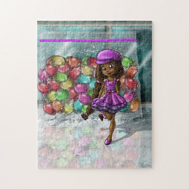 African American Girl and Jellybeans Jigsaw Puzzle (Vertical)