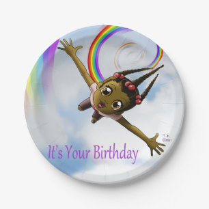 African American Girl Birthday Paper Plate