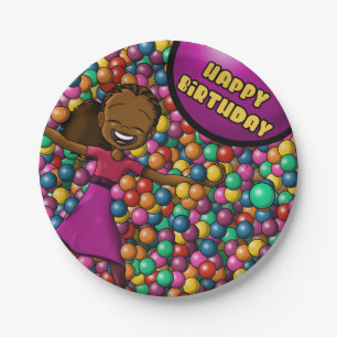 African American Girl Birthday Paper Plate