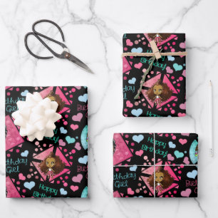 African American Girl Birthday Wrapping Paper Sheet