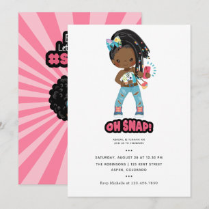 African American Girl Braids Selfie Birthday Invitation