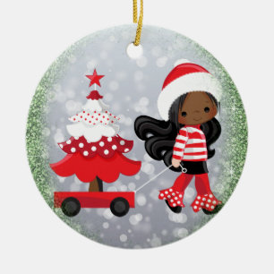 African American Girl Christmas Ornament