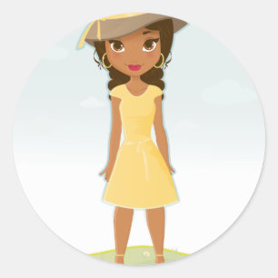 African American Girl Classic Round Sticker
