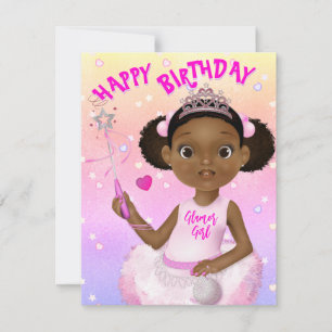 African American Girl Fairy Princess Ballerina Card
