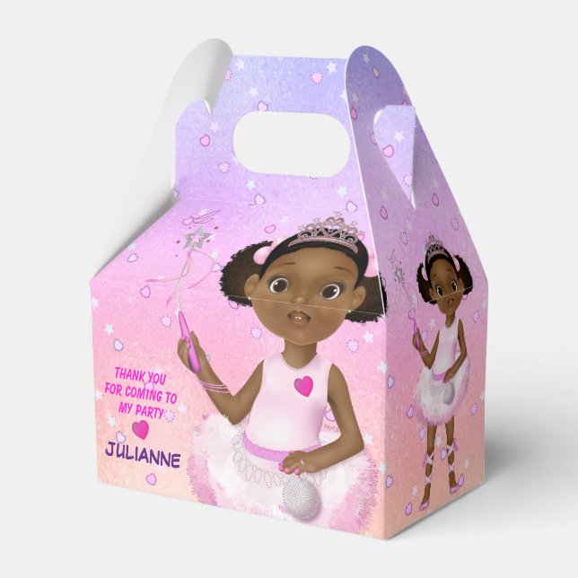 African American Girl Fairy Princess Ballerina Favor Box (Front Side)