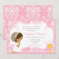 African American Girl First Communion Damask