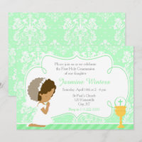 African American Girl First Communion Damask