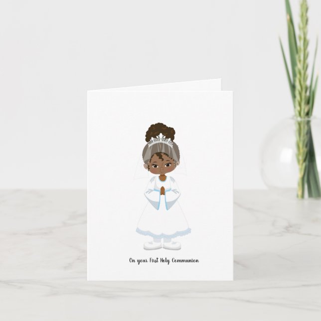 African-American Girl First Holy Communion  Card (Front)