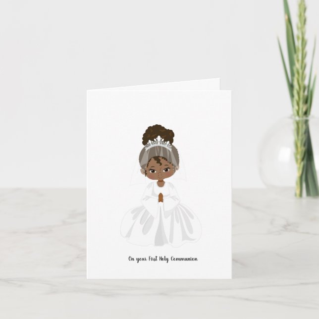 African-American Girl First Holy Communion  Card (Front)