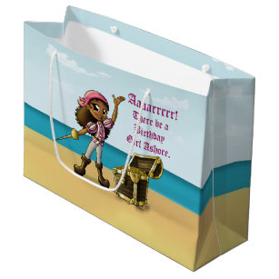 African American Girl Pirate Birthday Large Gift Bag