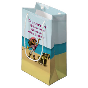 African American Girl Pirate Birthday Small Gift Bag