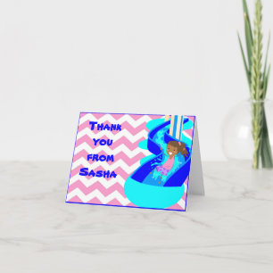 African American Girl Pool Thank You Note Card