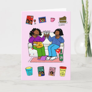 African American Girlfriends Birthday Fun Night In Card