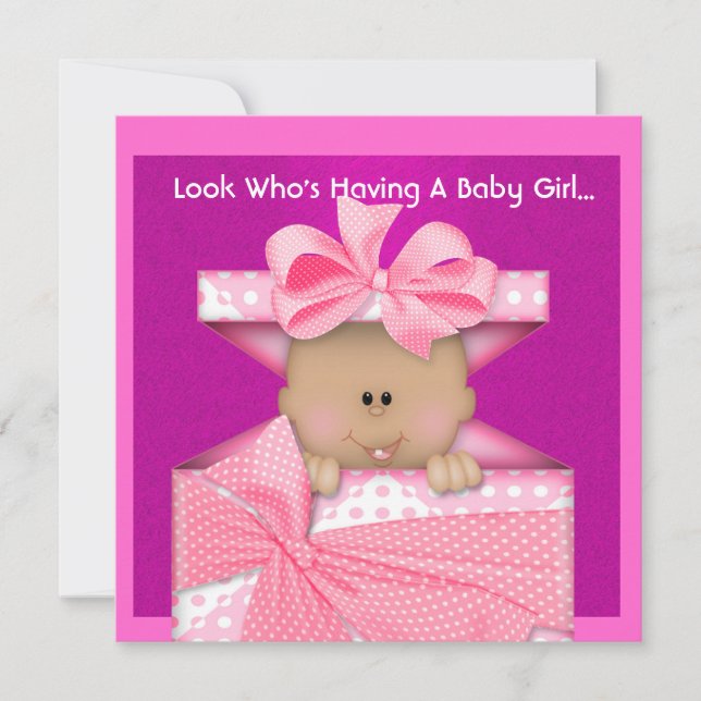 AFRICAN AMERICAN GIRLS BABY SHOWER  INVITATION (Front)