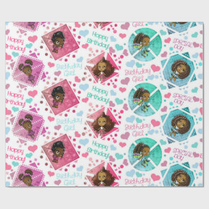 African American Girls Birthday Wrapping Paper