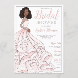African American Glam Bride Bridal Shower Invitation