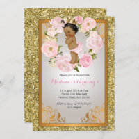 African American Gold 1st birthday invitations
