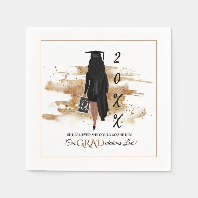 African American Graduation Invitation (Lt Skin) Napkin (Front)