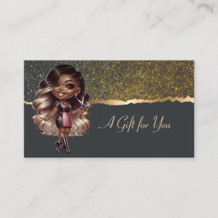 African American Hairdresser Confetti Border Black Discount Card