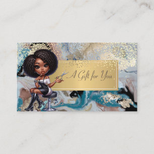 African American Hairdresser Marble,Confetti Discount Card