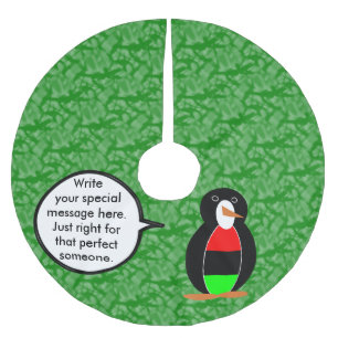 African American Holiday Ms. Penguin Talking Brushed Polyester Tree Skirt